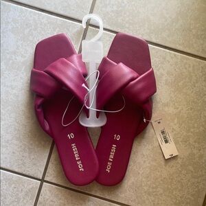 NWT Joe Fresh Pink Slide Sandals with Crossover Strap Size 10